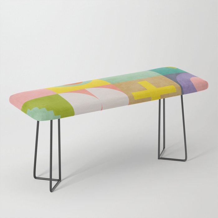 mid  century modern geometric checkers summer 2 Bench Gallery Image 1