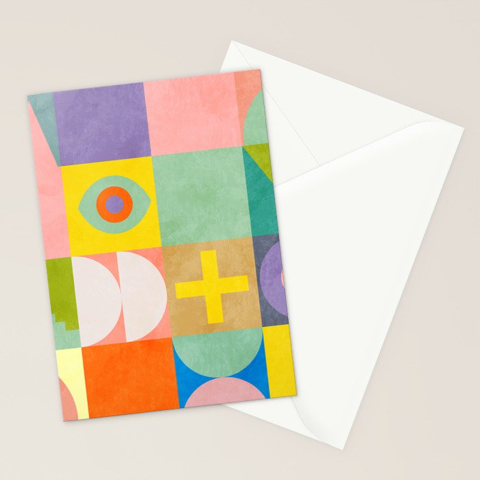 mid  century modern geometric checkers summer 2 Stationery Card Gallery Image 2