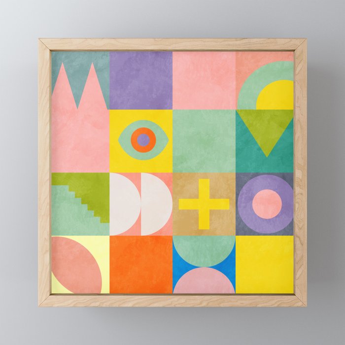 mid  century modern geometric checkers summer 2 Mini Art Print Gallery Image 1