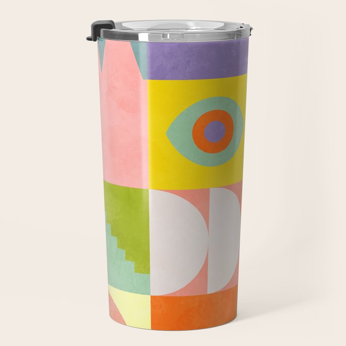 mid  century modern geometric checkers summer 2 Travel Mug Gallery Image 3