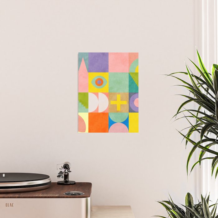 mid  century modern geometric checkers summer 2 Poster Gallery Image 2