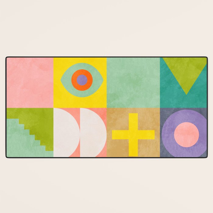 mid  century modern geometric checkers summer 2 Desk Mat Gallery Image 3