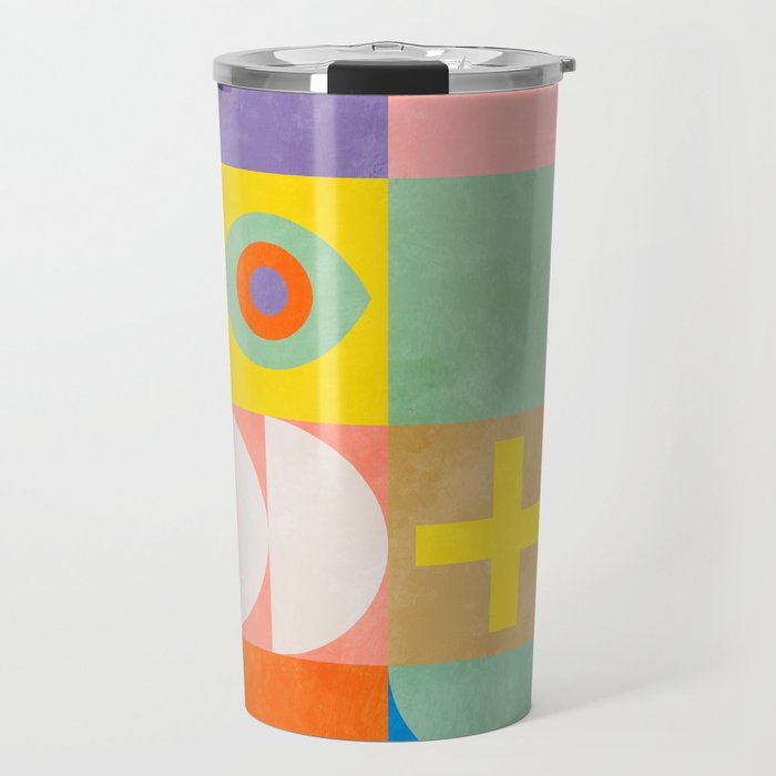 mid  century modern geometric checkers summer 2 Travel Mug Gallery Image 1