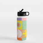 mid  century modern geometric checkers summer 2 Water Bottle Gallery Image 1