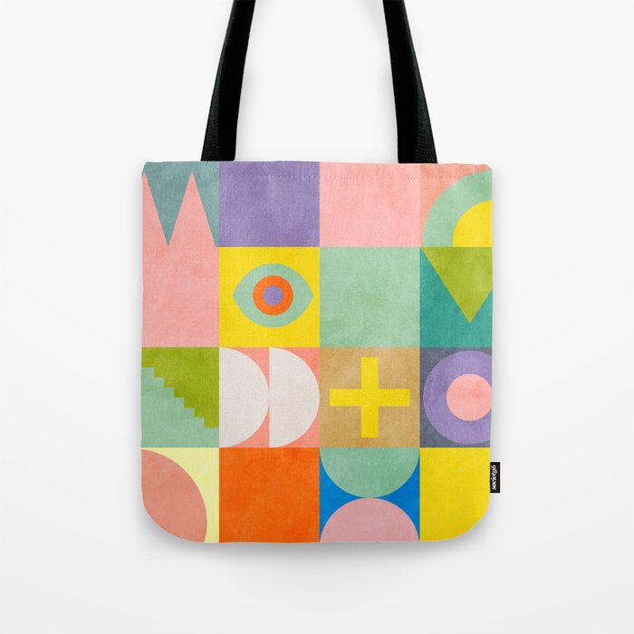 mid  century modern geometric checkers summer 2 Tote Bag Gallery Image 1