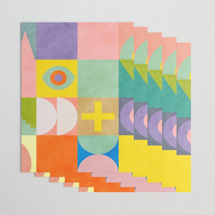 mid  century modern geometric checkers summer 2 Wrapping Paper Gallery Image 3