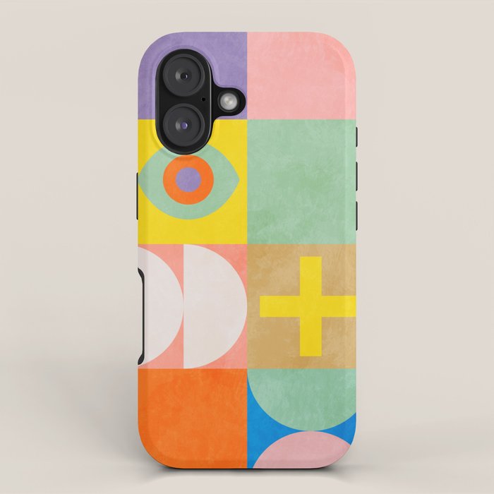 mid  century modern geometric checkers summer 2 iPhone Case Gallery Image 1