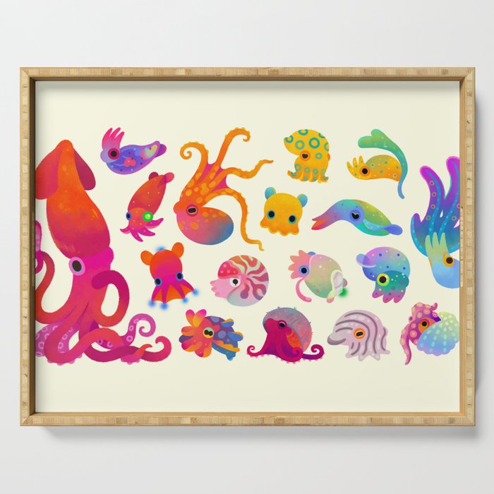 Cephalopod - pastel Serving Tray Gallery Image 1