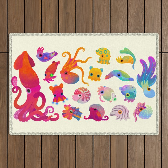 Cephalopod - pastel Outdoor Rug Gallery Image 1