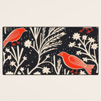 Red And Black Woodblock Birds Desk Mat Gallery Image 3