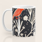 Red And Black Woodblock Birds Coffee Mug Gallery Image 3