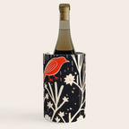 Red And Black Woodblock Birds Wine Chiller Gallery Image 2