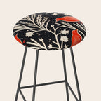 Red And Black Woodblock Birds Stool Gallery Image 2