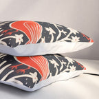 Red And Black Woodblock Birds Pillow Sham Gallery Image 3