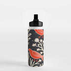Red And Black Woodblock Birds Water Bottle Gallery Image 2