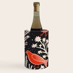 Red And Black Woodblock Birds Wine Chiller Gallery Image 3