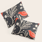 Red And Black Woodblock Birds Pillow Sham Gallery Image 3