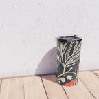Red And Black Woodblock Birds Travel Mug Gallery Image 4