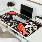 Red And Black Woodblock Birds Desk Mat Gallery Image 2