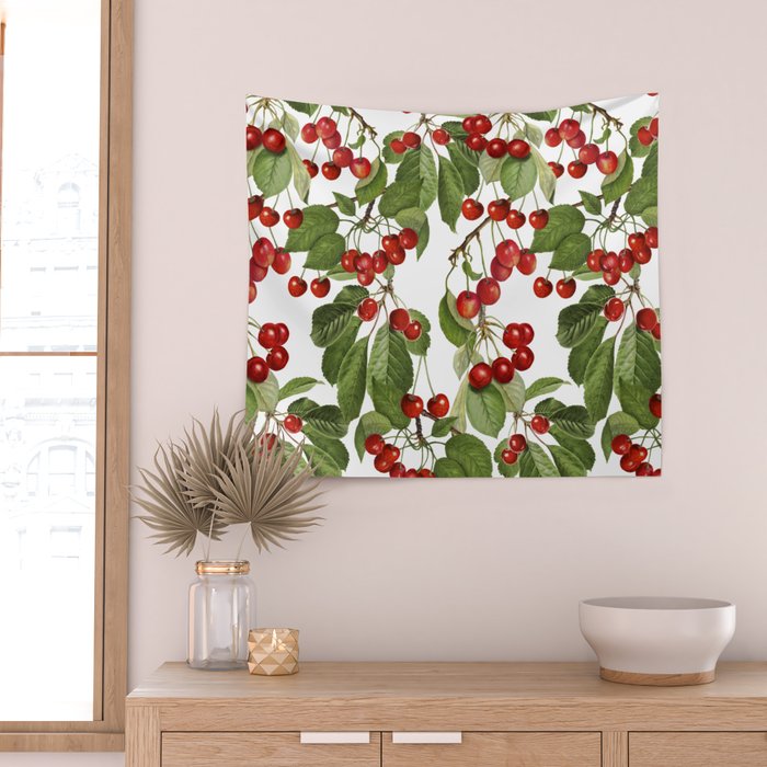 Lush Cherry Orchard Sweet Summer Fruits Wall Tapestry Gallery Image 2