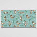 Kawaii Otters Playing Underwater Desk Mat Gallery Image 3