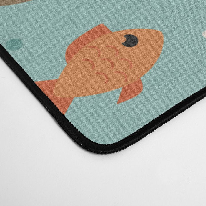 Kawaii Otters Playing Underwater Desk Mat Gallery Image 4