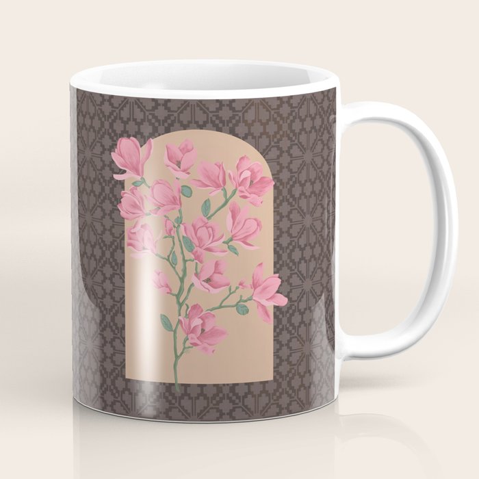 Magnolia Branch and Vintage Pattern Coffee Mug Gallery Image 1