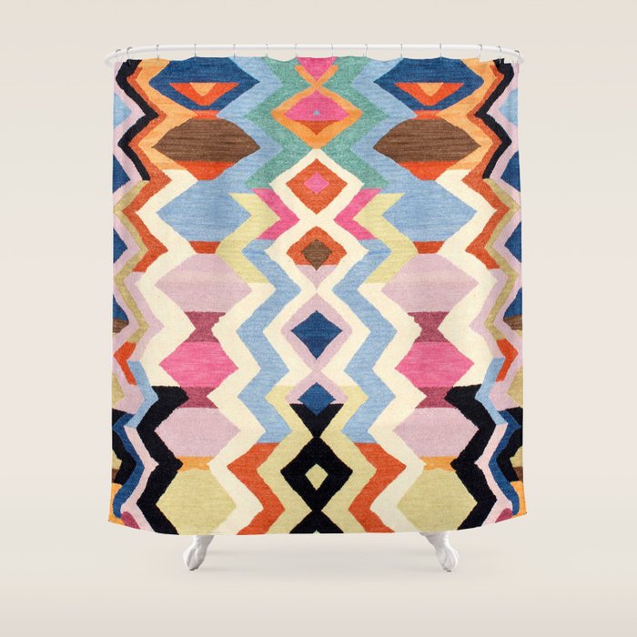 Colored Oriental  Berber Traditional Moroccan Artwork  Shower Curtain Gallery Image 1