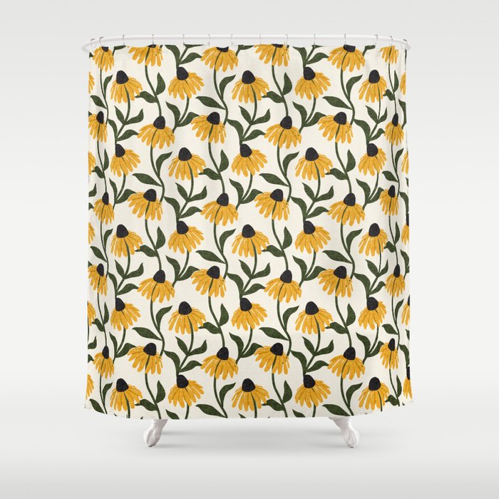 coneflowers - cream Shower Curtain Gallery Image 1