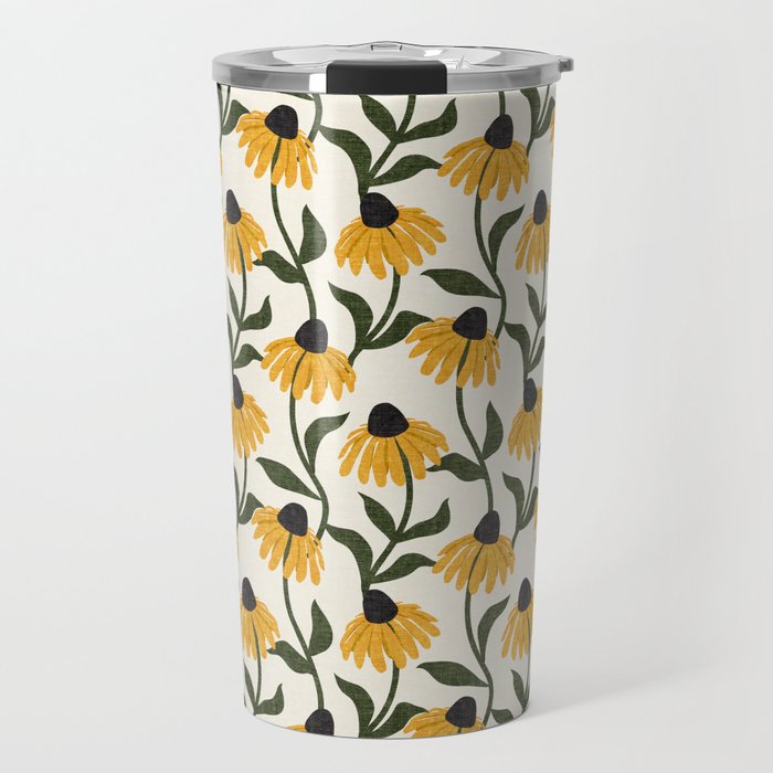 coneflowers - cream Travel Mug Gallery Image 1