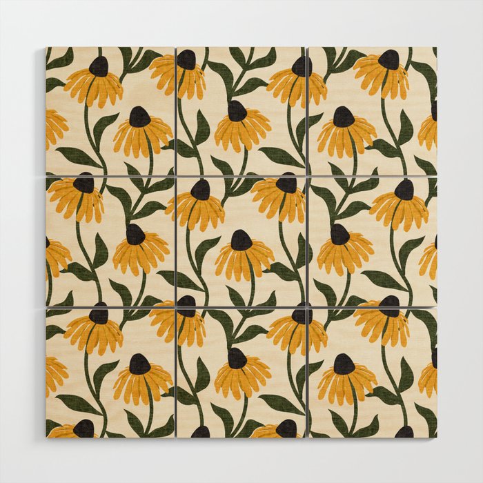 coneflowers - cream Wood Wall Art Gallery Image 1