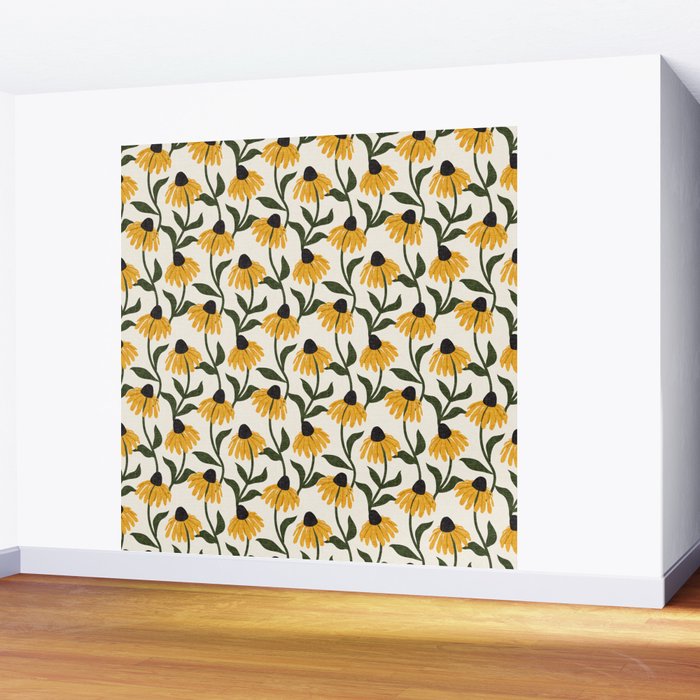 coneflowers - cream Wall Mural Gallery Image 2