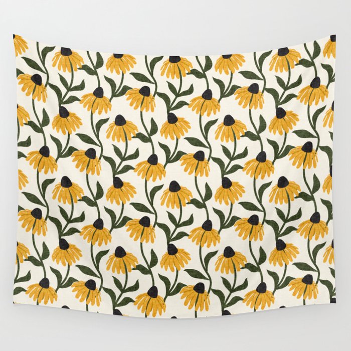 coneflowers - cream Wall Tapestry Gallery Image 4