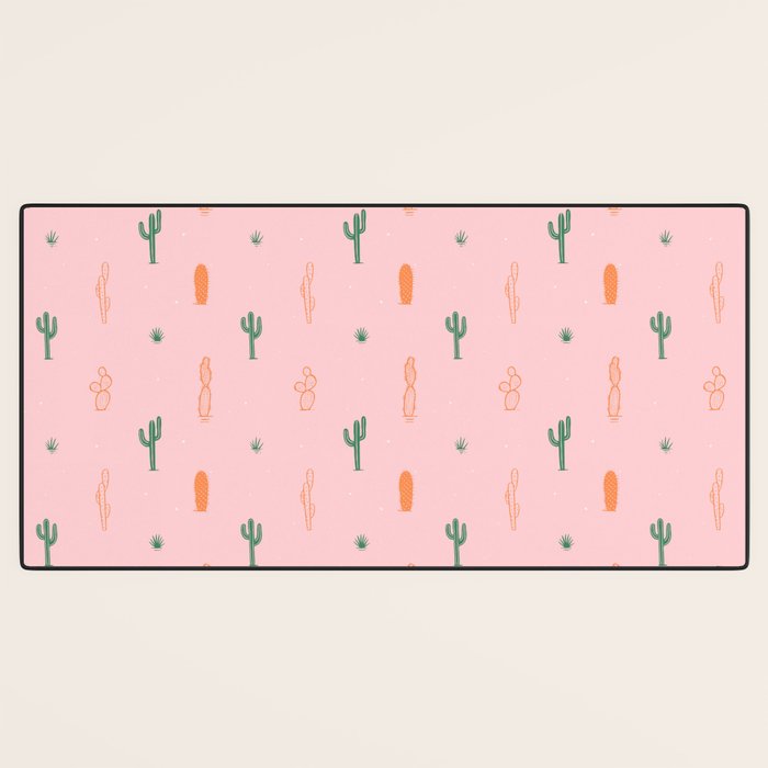 Retro hand drawn cactus plant pattern Desk Mat Gallery Image 3