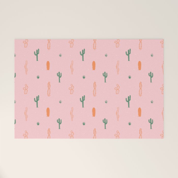 Retro hand drawn cactus plant pattern Welcome Mat Gallery Image 1