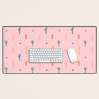 Retro hand drawn cactus plant pattern Desk Mat Gallery Image 1
