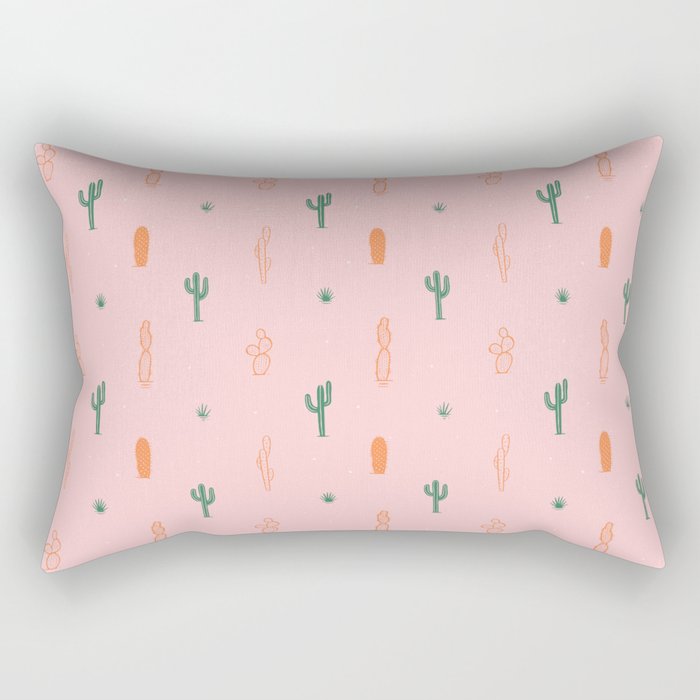 Retro hand drawn cactus plant pattern Rectangular Pillow Gallery Image 2