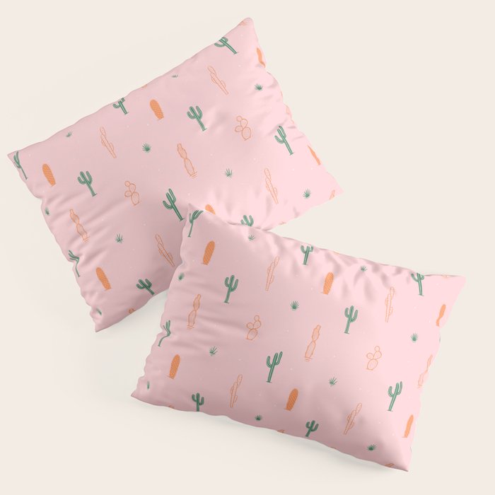 Retro hand drawn cactus plant pattern Pillow Sham Gallery Image 3