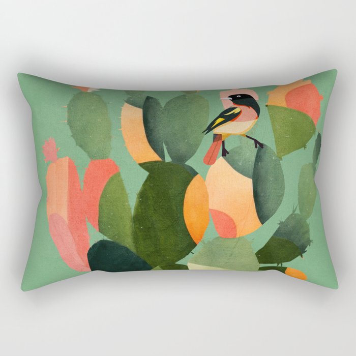 Cactus & Birds 3 Rectangular Pillow Gallery Image 1