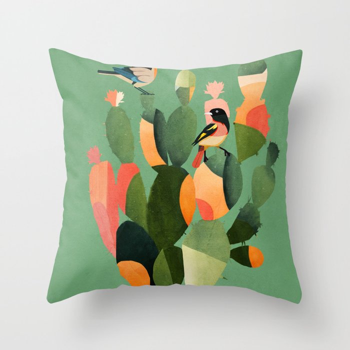 Cactus & Birds 3 Throw Pillow Gallery Image 6