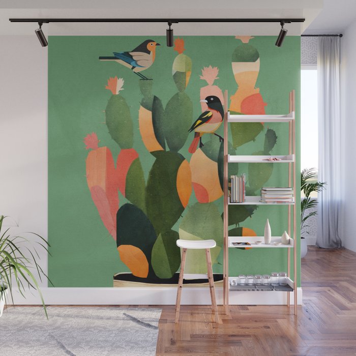 Cactus & Birds 3 Wall Mural Gallery Image 1