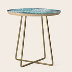 Modern Flowers Print, Teal and White Side Table Gallery Image 1