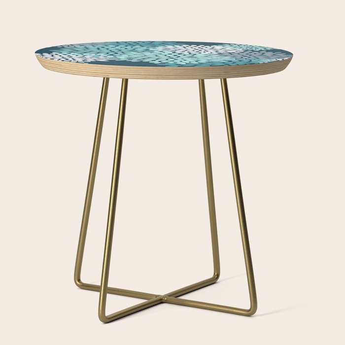 Modern Flowers Print, Teal and White Side Table Gallery Image 1
