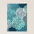 Modern Flowers Print, Teal and White Stationery Card Gallery Image 2