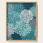 Modern Flowers Print, Teal and White Serving Tray Gallery Image 1