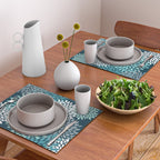 Modern Flowers Print, Teal and White Placemat Gallery Image 2