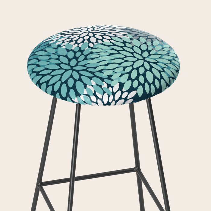 Modern Flowers Print, Teal and White Stool Gallery Image 2