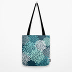 Modern Flowers Print, Teal and White Tote Bag Gallery Image 2