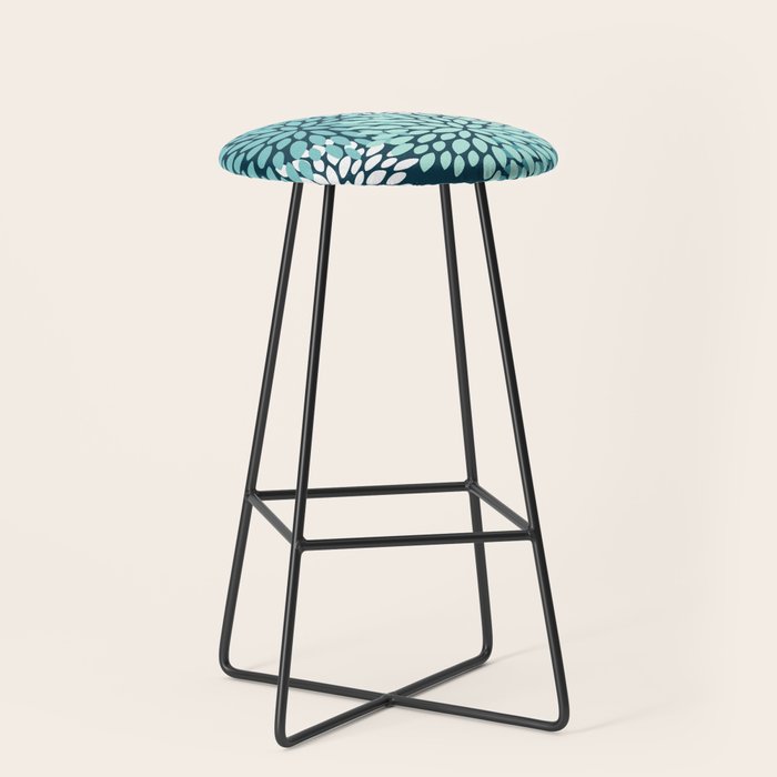 Modern Flowers Print, Teal and White Stool Gallery Image 1