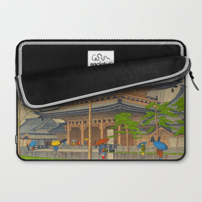Rain in Higashi-Honganji Temple, Kyoto Asano Takeji Japanese Woodblock Print Laptop Sleeve Gallery Image 2